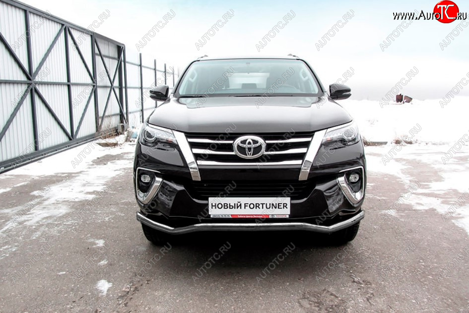 11 849 р. Защита переднего бампера Slitkoff (Ø 57 мм, волна).  Toyota Fortuner  AN160 (2015-2020) дорестайлинг (Сталь с полимерным покрытием. Цвет: серебристый)  с доставкой в г. Таганрог