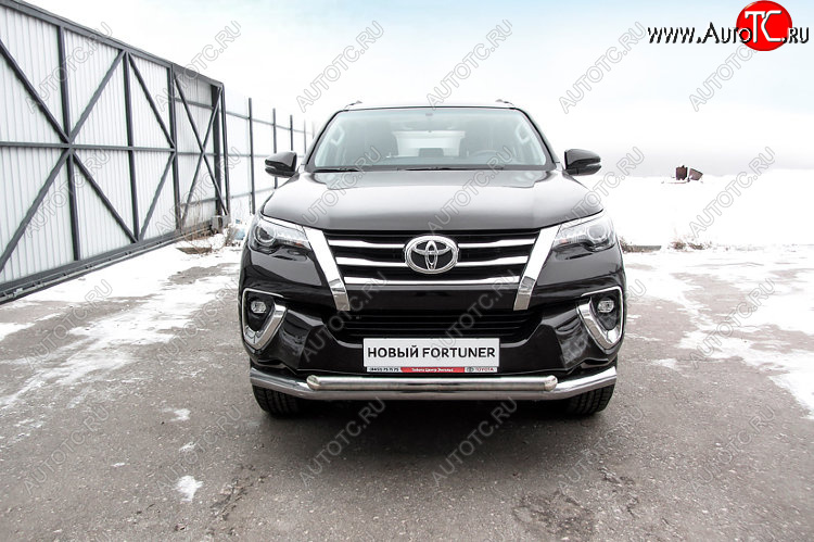 24 999 р. Защита переднего бампера Slitkoff (Ø 76+Ø 57 мм, двойная)  Toyota Fortuner  AN160 (2015-2020) дорестайлинг (Цвет: нержавеющая полированная сталь)  с доставкой в г. Таганрог