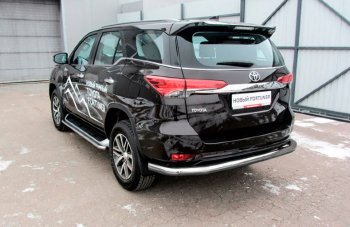 9 999 р. Защита заднего бампера Slitkoff (Ø 76 мм, длинная)  Toyota Fortuner  AN160 (2015-2020) дорестайлинг (Сталь с полимерным покрытием. Цвет: серебристый)  с доставкой в г. Таганрог. Увеличить фотографию 1