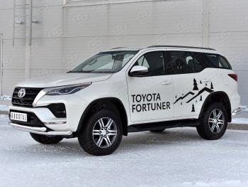 22 999 р. Защита переднего бампера (2 трубы Ø63, нержавейка) SLITKOFF  Toyota Fortuner  AN160 (2020-2024) рестайлинг  с доставкой в г. Таганрог. Увеличить фотографию 3