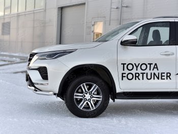 22 999 р. Защита переднего бампера (2 трубы Ø63, нержавейка) SLITKOFF  Toyota Fortuner  AN160 (2020-2024) рестайлинг  с доставкой в г. Таганрог. Увеличить фотографию 4