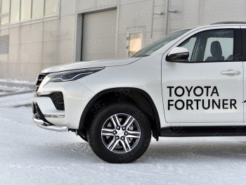 24 999 р. Защита переднего бампера (Ø63 мм с клыками, нержавейка) SLITKOFF Toyota Fortuner AN160 рестайлинг (2020-2024)  с доставкой в г. Таганрог. Увеличить фотографию 4