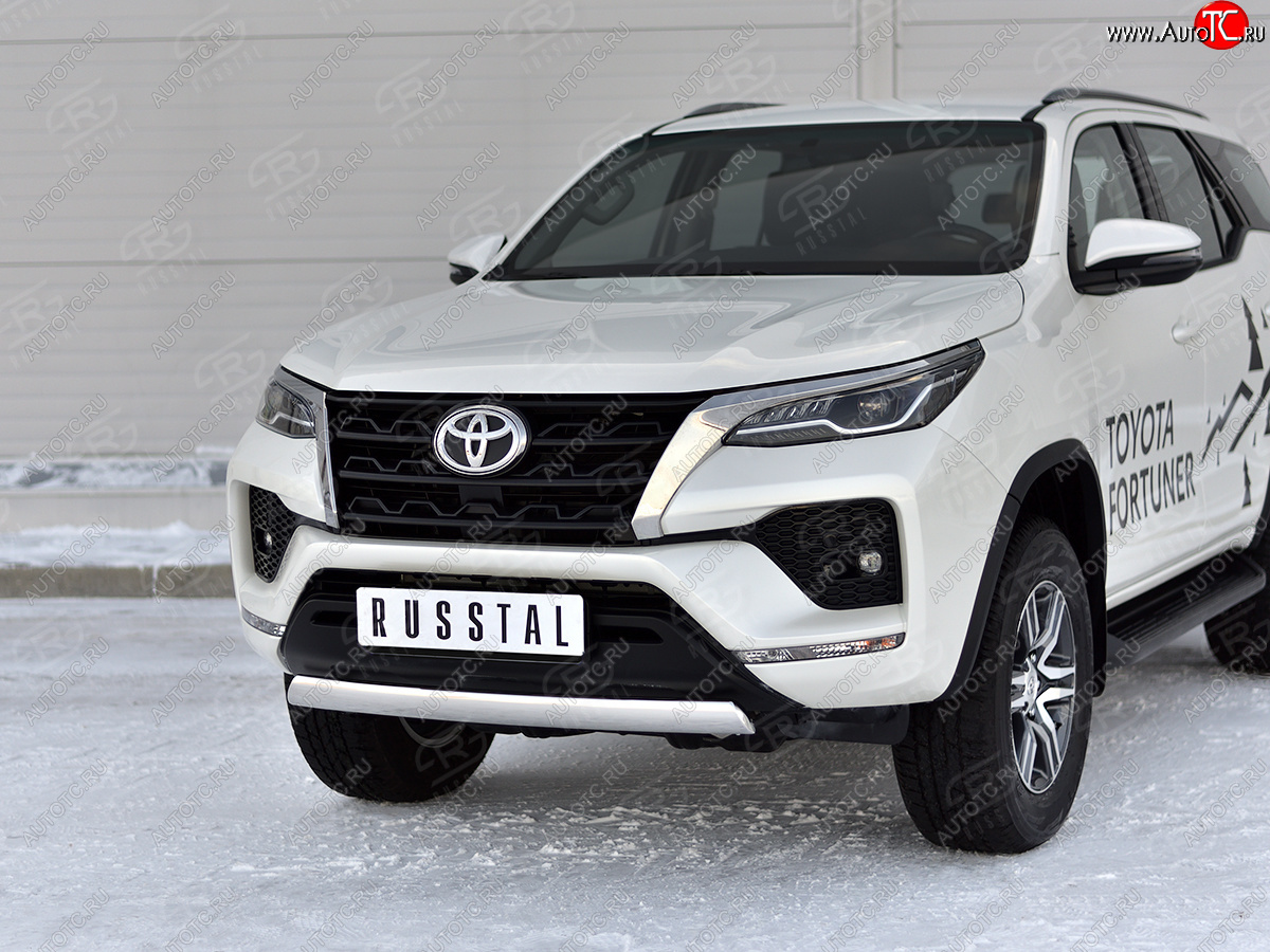 16 699 р. Защита переднего бампера (Ø75х42 мм, нержавейка) Russtal Toyota Fortuner AN160 рестайлинг (2020-2024)  с доставкой в г. Таганрог