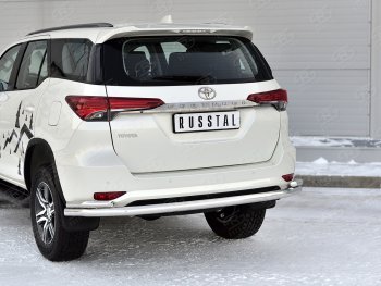 21 399 р. Защита заднего бампера (2 трубы Ø63 и 42 мм, нержавейка) SLITKOFF  Toyota Fortuner  AN160 (2020-2025) рестайлинг  с доставкой в г. Таганрог. Увеличить фотографию 2