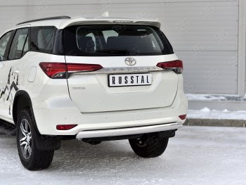 10 649 р. Защита заднего бампера (Ø75х42 мм, нержавейка) Russtal  Toyota Fortuner  AN160 (2020-2024) рестайлинг  с доставкой в г. Таганрог. Увеличить фотографию 2