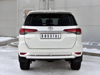 20 999 р. Защита заднего бампера (Ø76 и 42 мм, нержавейка) SLITKOFF  Toyota Fortuner  AN160 (2020-2025) рестайлинг  с доставкой в г. Таганрог. Увеличить фотографию 1