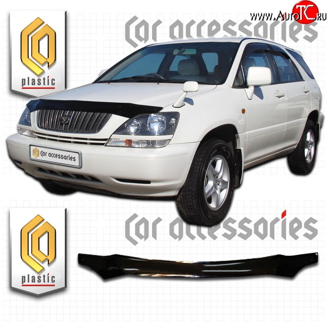 2 079 р. Дефлектор капота CA Plastic  Toyota Harrier  XU10 (1997-2003) дорестайлинг, рестайлинг (Classic черный, Без надписи)  с доставкой в г. Таганрог