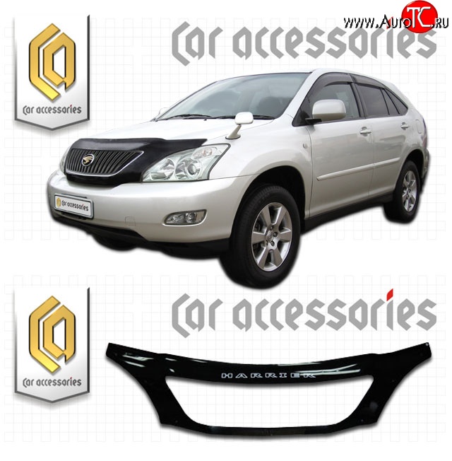 2 899 р. Дефлектор капота CA-Plastic exclusive  Toyota Harrier  XU30 (2003-2013) (Classic черный, Без надписи)  с доставкой в г. Таганрог