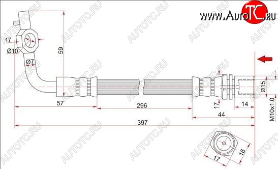 559 р. Тормозной шланг SAT (левый)  Toyota Hiace  H100 (1989-2004) минивэн дорестайлинг (Япония), минивэн 1-ый рестайлинг (Япония), минивэн (Япония)  2-ой рестайлинг  с доставкой в г. Таганрог