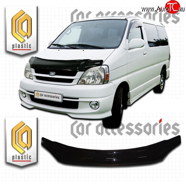 2 199 р. Дефлектор капота CA Plastic (черный)  Toyota Hiace Regius (1997-2002) (Classic черный, Без надписи)  с доставкой в г. Таганрог