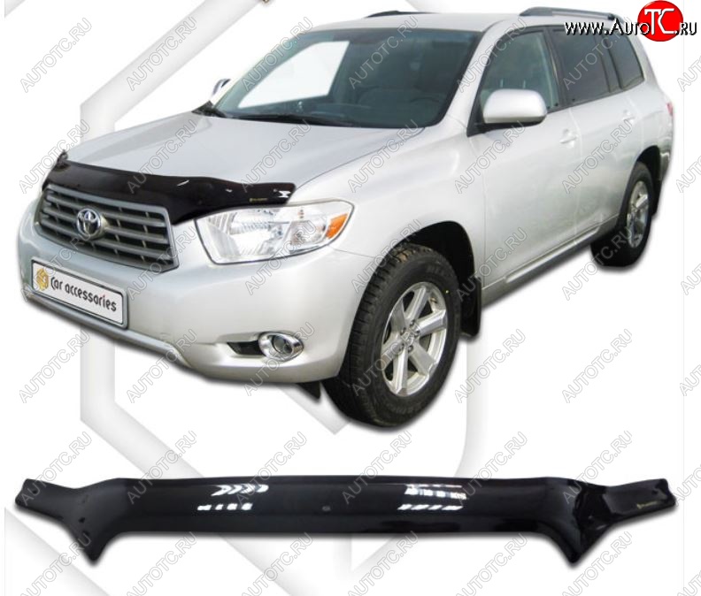 2 199 р. Дефлектор капота CA-Plastic  Toyota Highlander  XU40 (2007-2010) дорестайлинг (Classic черный, Без надписи)  с доставкой в г. Таганрог