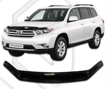 2 159 р. Дефлектор капота CA-Plastiс  Toyota Highlander  XU40 (2010-2013) рестайлинг (Classic черный, Без надписи)  с доставкой в г. Таганрог. Увеличить фотографию 1