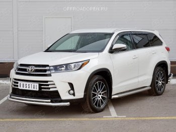 23 799 р. Защита переднего бампера (2 трубы Ø63 и 42 мм, нержавейка) SLITKOFF  Toyota Highlander  XU50 (2013-2017) дорестайлинг  с доставкой в г. Таганрог. Увеличить фотографию 3