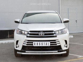 23 799 р. Защита переднего бампера (2 трубы Ø63 и 42 мм, нержавейка) SLITKOFF  Toyota Highlander  XU50 (2013-2017) дорестайлинг  с доставкой в г. Таганрог. Увеличить фотографию 4