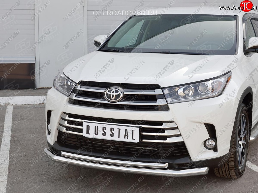 23 799 р. Защита переднего бампера (2 трубы Ø63 и 42 мм, нержавейка) SLITKOFF  Toyota Highlander  XU50 (2013-2017) дорестайлинг  с доставкой в г. Таганрог