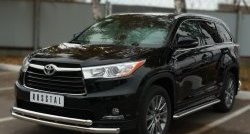 24 599 р. Защита переднего бампера (2 трубыØ63 мм, нержавейка) SLITKOFF  Toyota Highlander  XU50 (2013-2017) дорестайлинг  с доставкой в г. Таганрог. Увеличить фотографию 3