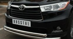 24 599 р. Защита переднего бампера (2 трубыØ63 мм, нержавейка) SLITKOFF  Toyota Highlander  XU50 (2013-2017) дорестайлинг  с доставкой в г. Таганрог. Увеличить фотографию 4