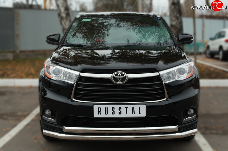 24 599 р. Защита переднего бампера (2 трубыØ63 мм, нержавейка) SLITKOFF  Toyota Highlander  XU50 (2013-2017) дорестайлинг  с доставкой в г. Таганрог