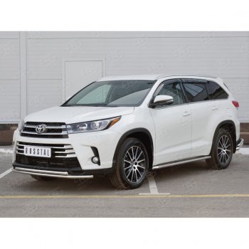 20 399 р. Защита переднего бампера (2 трубыØ42 мм, нержавейка) SLITKOFF  Toyota Highlander  XU50 (2013-2017) дорестайлинг  с доставкой в г. Таганрог. Увеличить фотографию 2