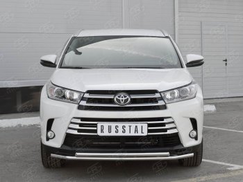 20 399 р. Защита переднего бампера (2 трубыØ42 мм, нержавейка) SLITKOFF  Toyota Highlander  XU50 (2013-2017) дорестайлинг  с доставкой в г. Таганрог. Увеличить фотографию 3