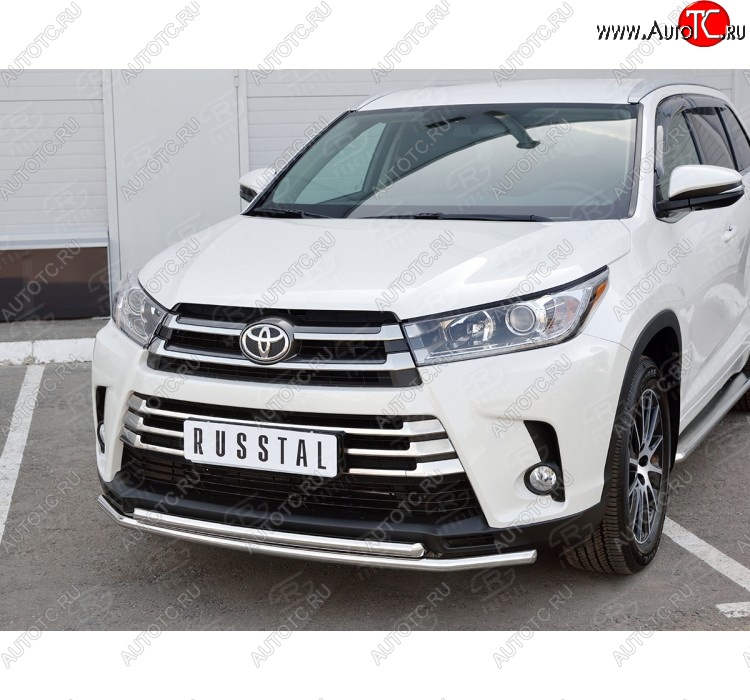 20 399 р. Защита переднего бампера (2 трубыØ42 мм, нержавейка) SLITKOFF  Toyota Highlander  XU50 (2013-2017) дорестайлинг  с доставкой в г. Таганрог