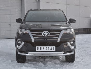 28 999 р. Защита переднего бампера (2 трубыØ63 мм, нержавейка) SLITKOFF  Toyota Highlander  XU50 (2013-2017) дорестайлинг  с доставкой в г. Таганрог. Увеличить фотографию 3