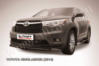 8 999 р. защита переднего бампера Slitkoff  Toyota Highlander  XU50 (2013-2017) дорестайлинг (Цвет: серебристый)  с доставкой в г. Таганрог. Увеличить фотографию 1