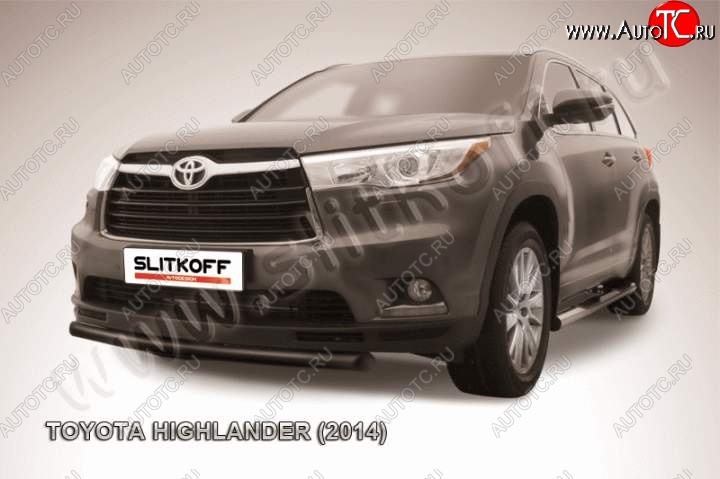 8 999 р. защита переднего бампера Slitkoff  Toyota Highlander  XU50 (2013-2017) дорестайлинг (Цвет: серебристый)  с доставкой в г. Таганрог