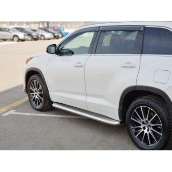 43 999 р. Порожки для ног (Ø63 мм) SLITKOFF  Toyota Highlander  XU50 (2016-2020) рестайлинг (лист - нержавейка, профиль - нержавейка)  с доставкой в г. Таганрог. Увеличить фотографию 2