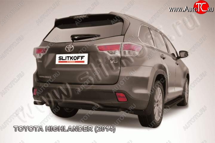 9 649 р. Защита задняя Slitkoff  Toyota Highlander  XU50 (2013-2017) дорестайлинг (Цвет: серебристый)  с доставкой в г. Таганрог