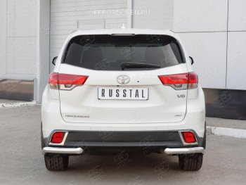 15 999 р. Защита заднего бампера (Ø63 мм уголки, нержавейка) SLITKOFF  Toyota Highlander  XU50 (2013-2017) дорестайлинг  с доставкой в г. Таганрог. Увеличить фотографию 3