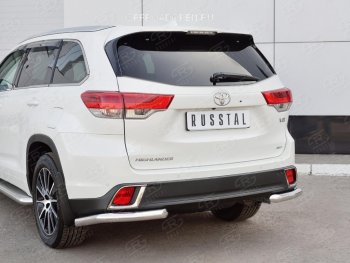 15 999 р. Защита заднего бампера (Ø63 мм уголки, нержавейка) SLITKOFF  Toyota Highlander  XU50 (2013-2017) дорестайлинг  с доставкой в г. Таганрог. Увеличить фотографию 1