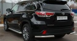 14 949 р. Защита заднего бампера (Ø63 мм уголки, нержавейка) SLITKOFF  Toyota Highlander  XU50 (2013-2017) дорестайлинг  с доставкой в г. Таганрог. Увеличить фотографию 1