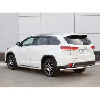 15 749 р. Защита заднего бампера (Ø63 мм, нержавейка) SLITKOFF Toyota Highlander XU50 рестайлинг (2016-2020)  с доставкой в г. Таганрог. Увеличить фотографию 2