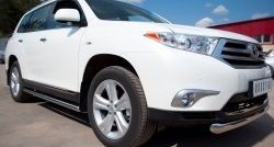 13 299 р. Защита порогов из круглой трубы диаметром 76 мм (рестайлинг) Russtal Toyota Highlander XU40 рестайлинг (2010-2013) (Защита порогов с со скосами на торцах (вариант 1))  с доставкой в г. Таганрог. Увеличить фотографию 12