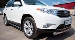 13 299 р. Защита порогов из круглой трубы диаметром 76 мм (рестайлинг) Russtal Toyota Highlander XU40 рестайлинг (2010-2013) (Защита порогов с со скосами на торцах (вариант 1))  с доставкой в г. Таганрог. Увеличить фотографию 4