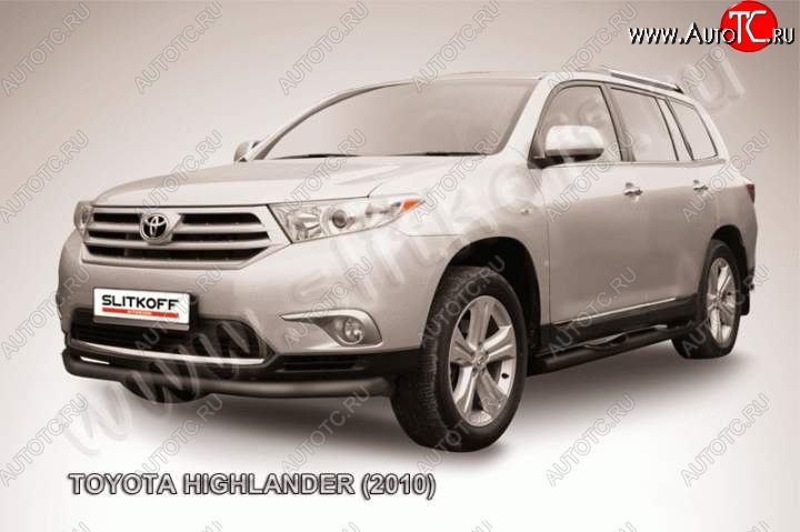 9 099 р. защита переднего бампера Slitkoff  Toyota Highlander  XU40 (2010-2013) рестайлинг (Цвет: серебристый)  с доставкой в г. Таганрог