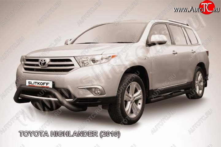 24 999 р. Кенгурятник d76 низкий мини чернаый  Toyota Highlander  XU40 (2010-2013) рестайлинг (Цвет: серебристый)  с доставкой в г. Таганрог