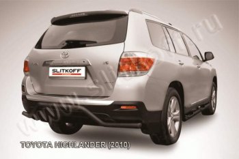 9 099 р. Защита задняя Slitkoff  Toyota Highlander  XU40 (2010-2013) рестайлинг (Цвет: серебристый)  с доставкой в г. Таганрог. Увеличить фотографию 1