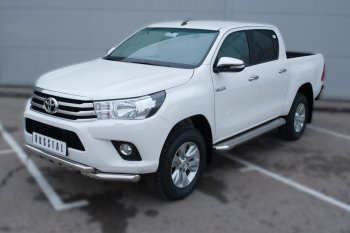 46 799 р. Порожки для ног (труба Ø63) SLITKOFF  Toyota Hilux  AN120 (2016-2020) дорестайлинг (лист - нержавейка, профиль - нержавейка)  с доставкой в г. Таганрог. Увеличить фотографию 4