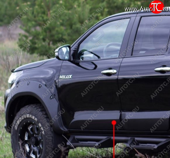 3 499 р. Молдинг двери RA (передний левый)  Toyota Hilux  AN120 (2016-2020) дорестайлинг (Поверхность глянец под покраску, Неокрашенный)  с доставкой в г. Таганрог