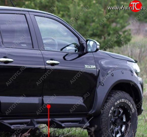 3 499 р. Молдинг двери RA (передний правый)  Toyota Hilux  AN120 (2016-2020) дорестайлинг (Поверхность глянец под покраску, Неокрашенный)  с доставкой в г. Таганрог