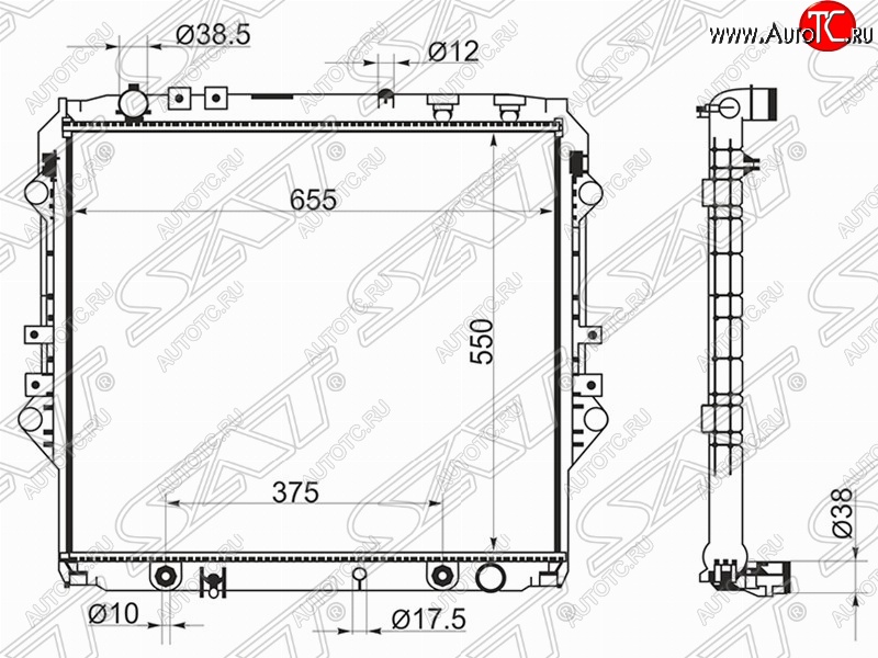 12 249 р. Радиатор двигателя SAT  Toyota Hilux  AN120 (2016-2020) дорестайлинг  с доставкой в г. Таганрог