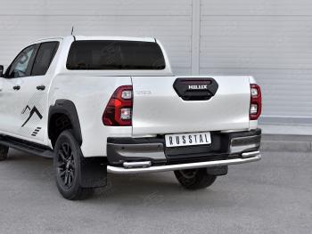 20 549 р. Защита заднего бампера (2 трубы Ø63 и 42 мм, нержавейка, BLACK ONYX) SLITKOFF  Toyota Hilux  AN120 (2020-2025) 2-ой рестайлинг (полированная нержавейка)  с доставкой в г. Таганрог. Увеличить фотографию 1