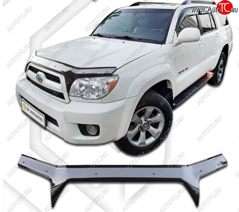 2 599 р. Дефлектор капота (GRN215W, TRN210W, TRN215W) CA-Plastiс  Toyota Hilux Surf  N210 (2005-2009) рестайлинг (Classic черный, Без надписи)  с доставкой в г. Таганрог