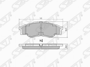 Колодки тормозные (передние) (короткая база) SAT Toyota Hilux AN10,AN20 дорестайлинг (2004-2008)