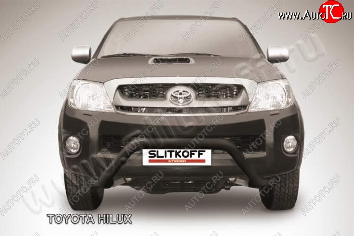 27 199 р. Кенгурятник d76 низкий широкий мини Slitkoff  Toyota Hilux  AN10,AN20 (2008-2011) 1-ый рестайлинг (Цвет: серебристый)  с доставкой в г. Таганрог