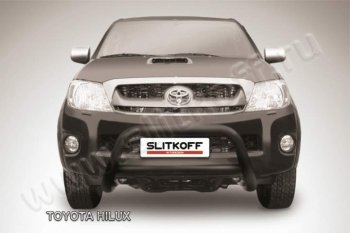 23 799 р. Кенгурятник d76 низкий Slitkoff  Toyota Hilux  AN10,AN20 (2008-2011) 1-ый рестайлинг (Цвет: серебристый)  с доставкой в г. Таганрог. Увеличить фотографию 1