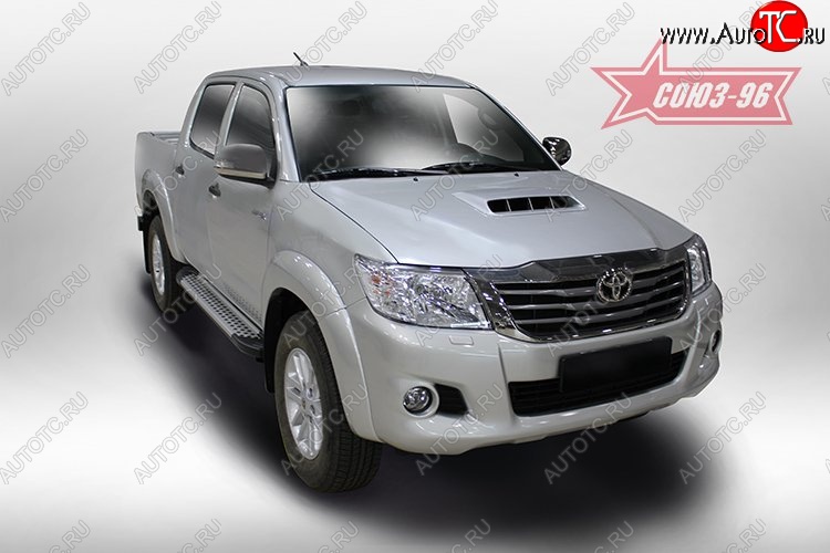 9 899 р. Пороги из алюминиевого профиля Souz-96 Toyota Hilux AN20,AN30  2-ой рестайлинг (2011-2016)  с доставкой в г. Таганрог