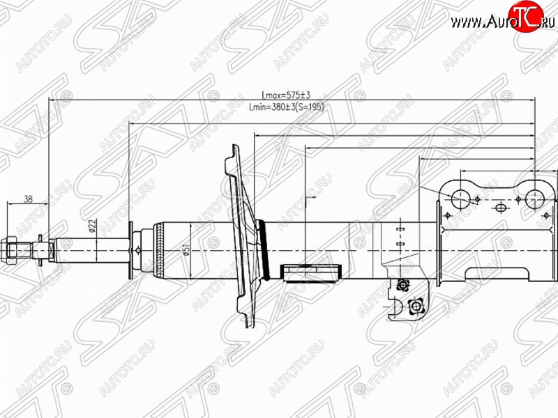 3 789 р. Левый амортизатор передний SAT  Toyota Ipsum  ACM20 - Noah  1  с доставкой в г. Таганрог